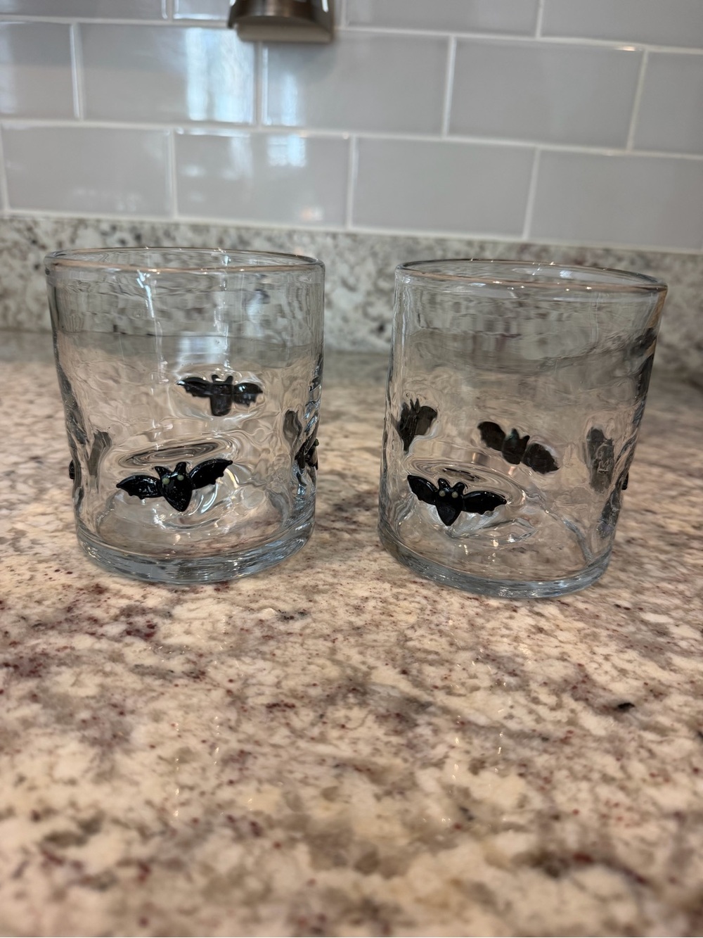 World Market Icon Juice Glass Tumbler Set with Black Bat Accents - Halloween